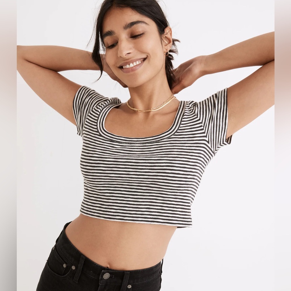 MADEWELL westville crop tee in black and white